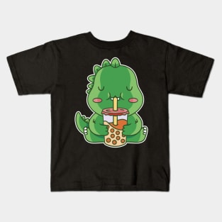 baby-dinosaur-drinking-tea Kids T-Shirt